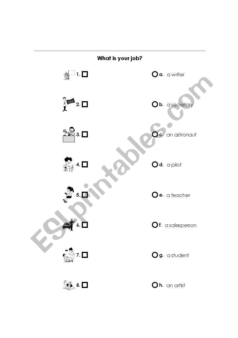 wHAT IS YOUR JOB? worksheet