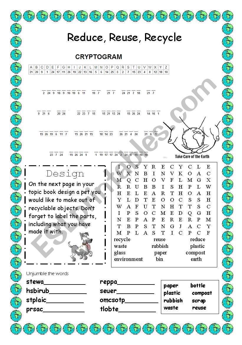 Reduce, Reuse, Recycle worksheet