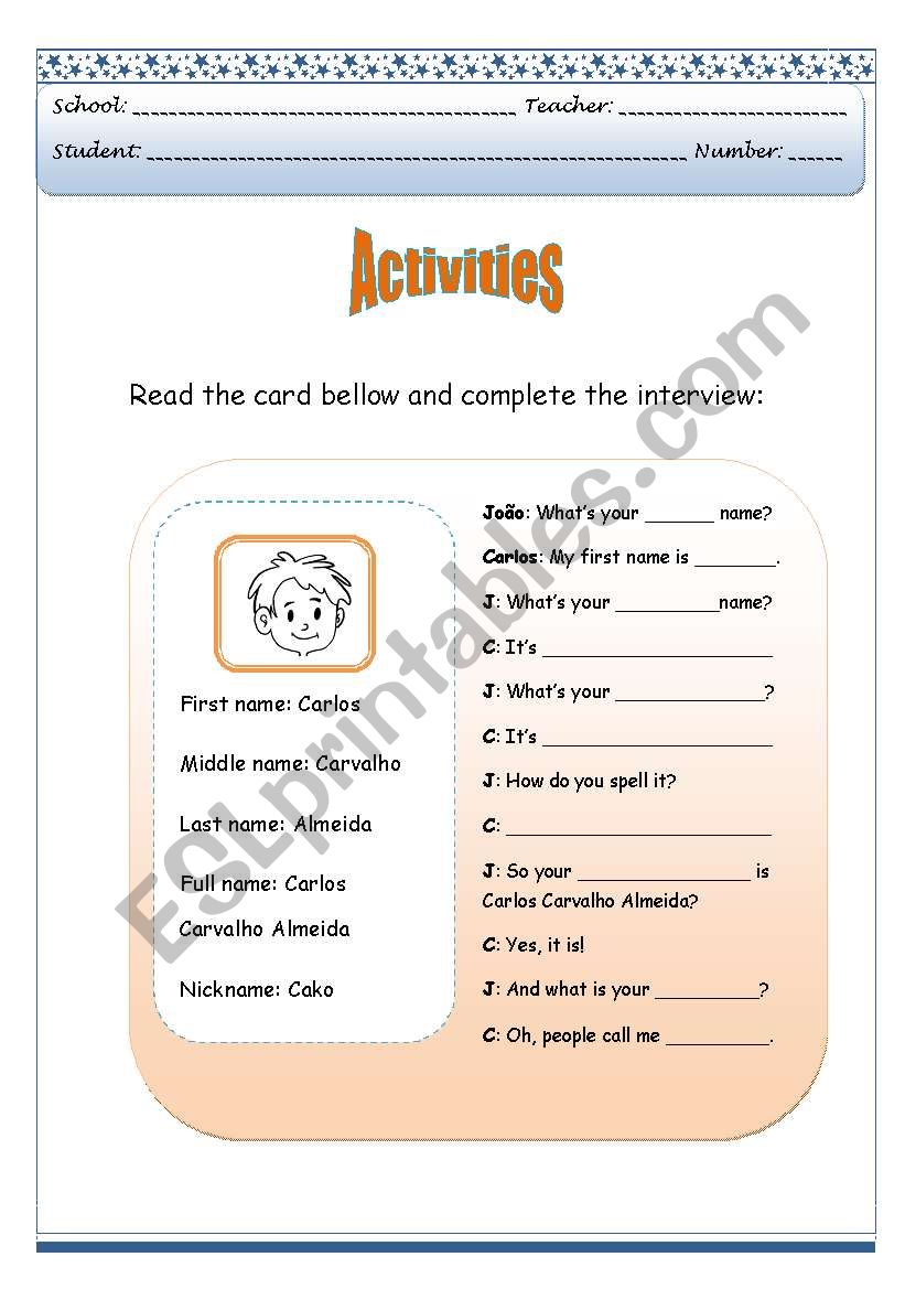 Interview worksheet