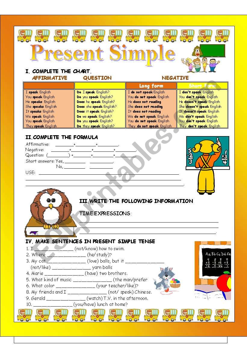 PRESENT CONTINUOUS WORKSHEET (B/W VERSION INCLUDED) 4th OF THE GRAMMAR WSS SET