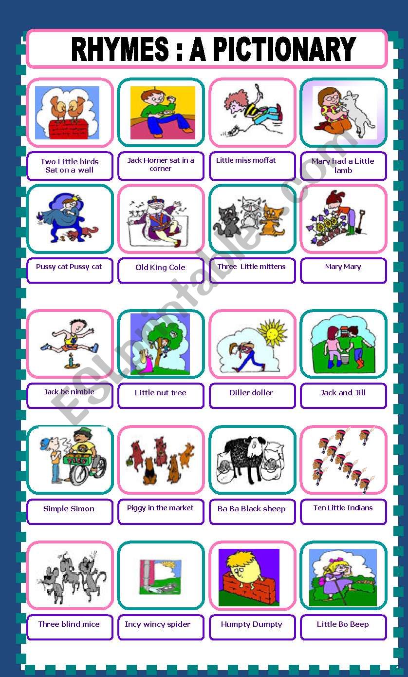  RHYMES Picture and Rhyme Identification.
