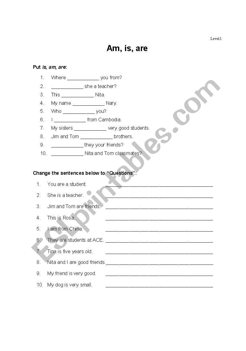 to be worksheet