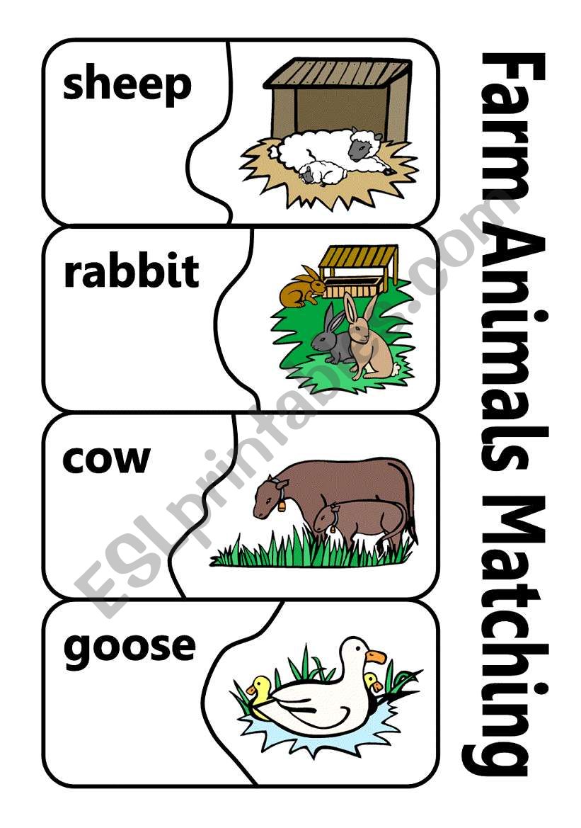 Farm Animals Matching  worksheet