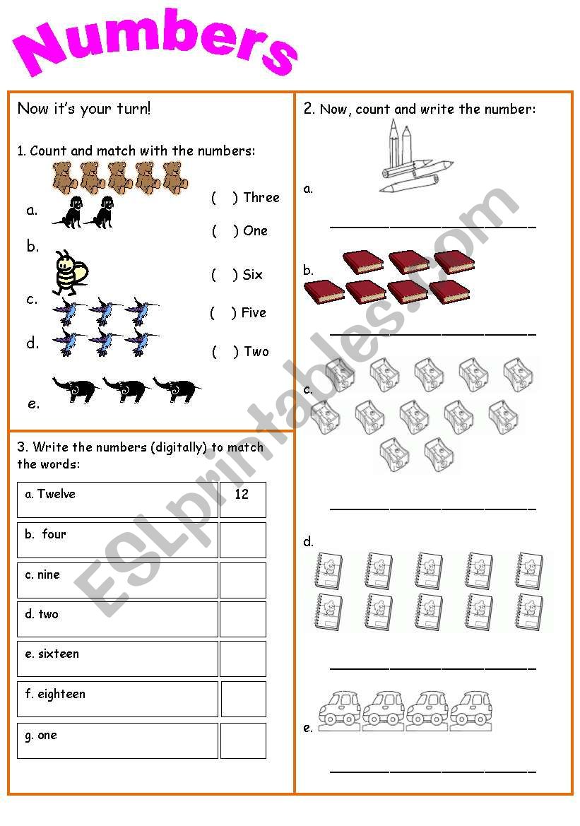 Numbers 1 16 Worksheet