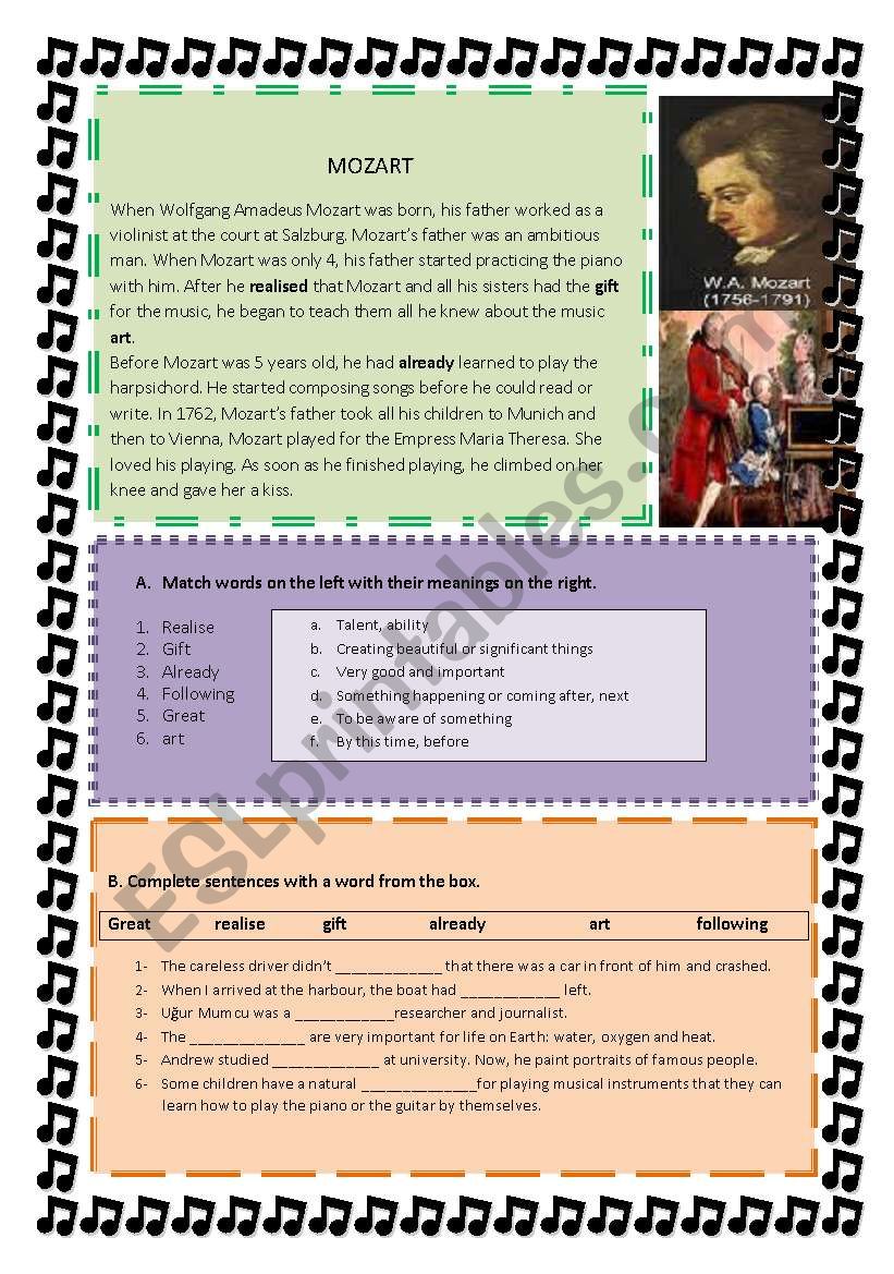 mozart worksheet