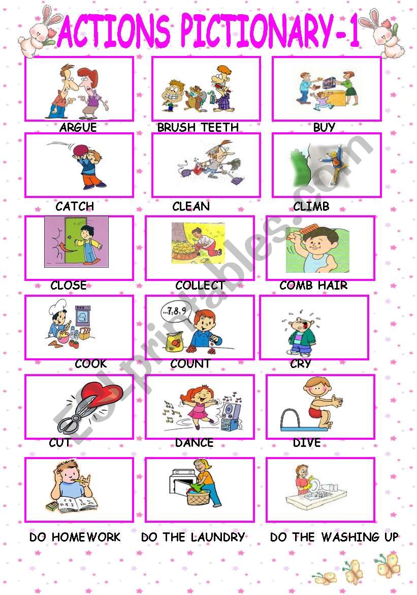 actions pictionary-part1 worksheet