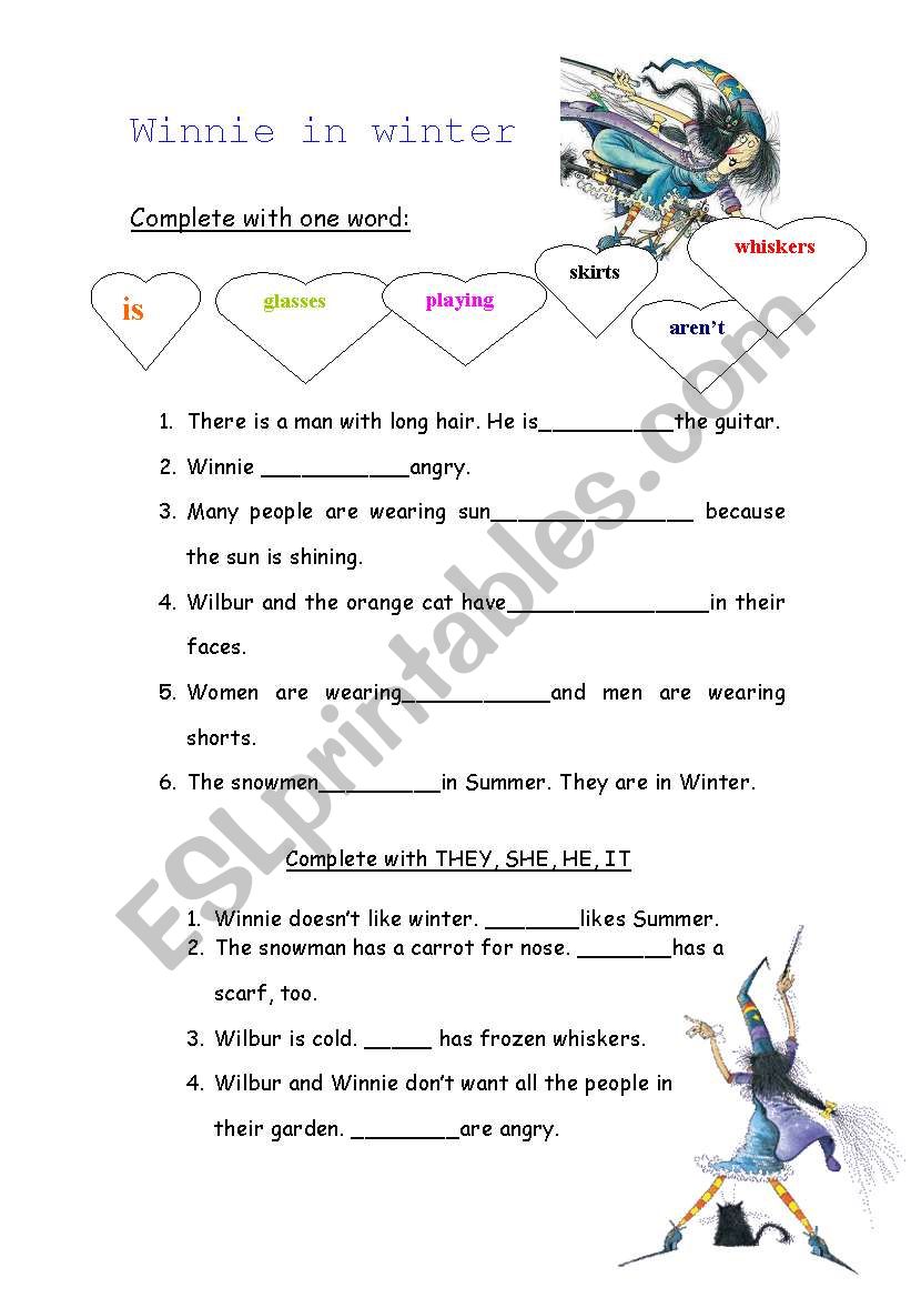 Winnie in Winter worksheet