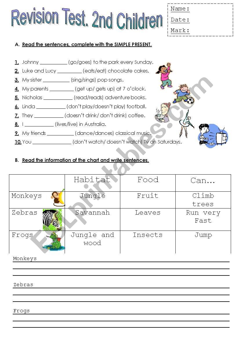 Test. Elementary Students worksheet