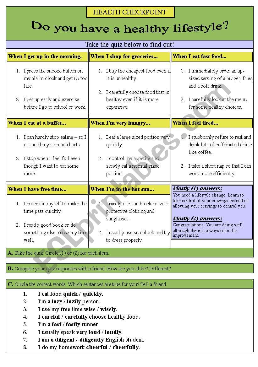 Health Quiz worksheet