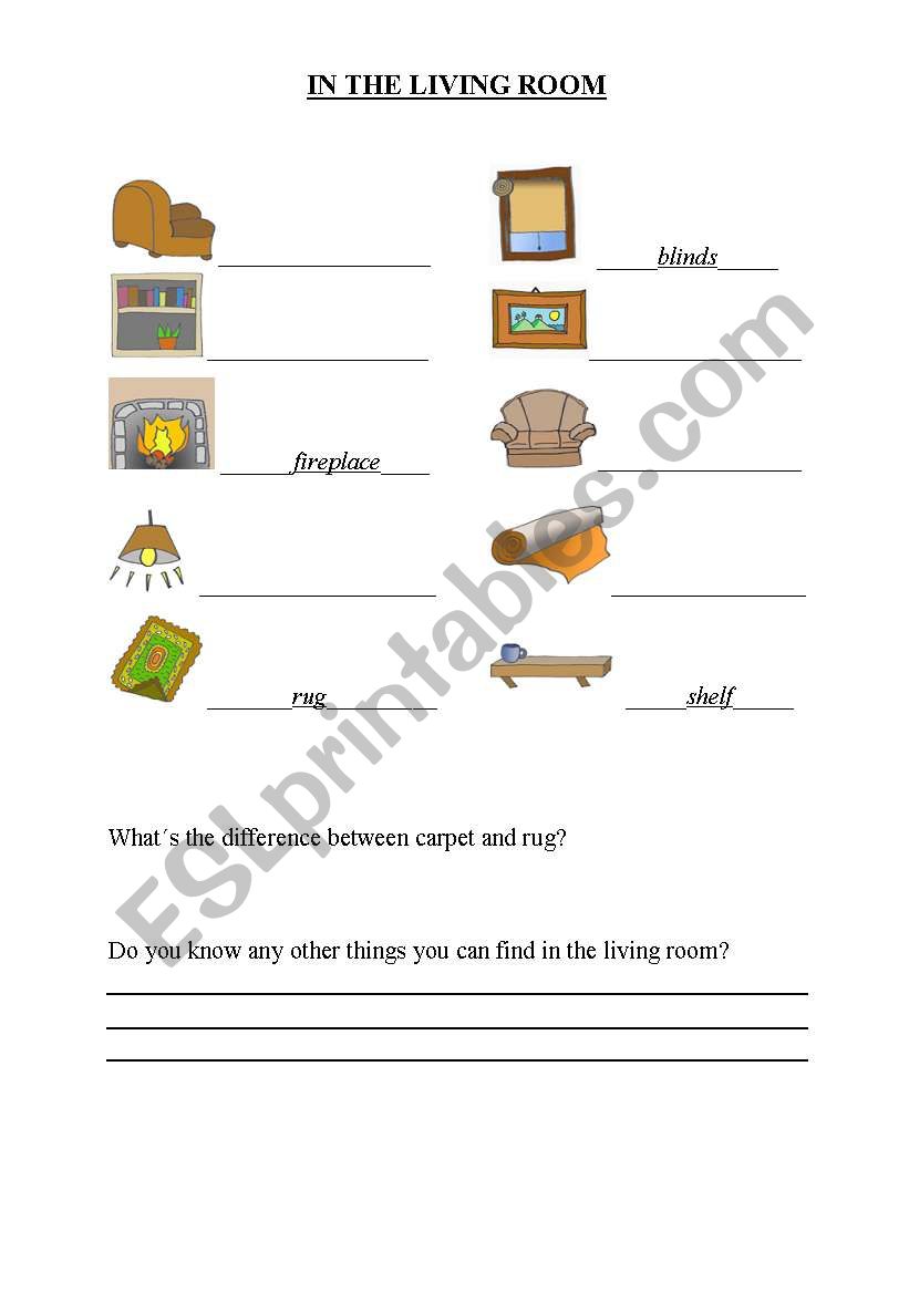 Living room worksheet