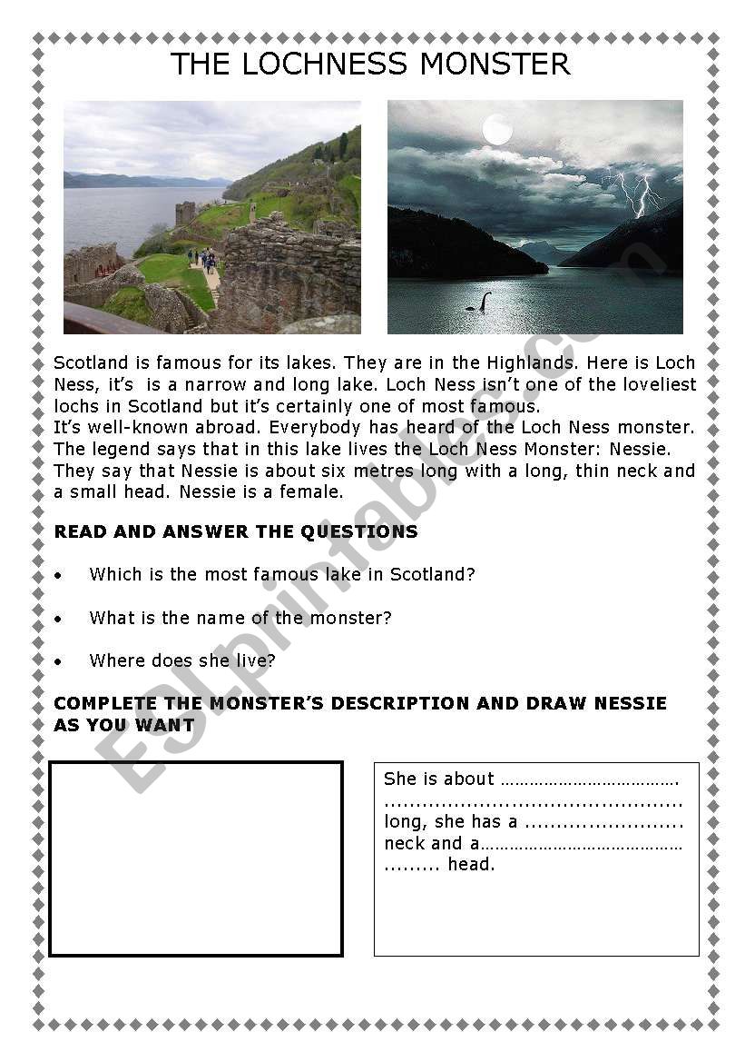 The Lochness Monster worksheet