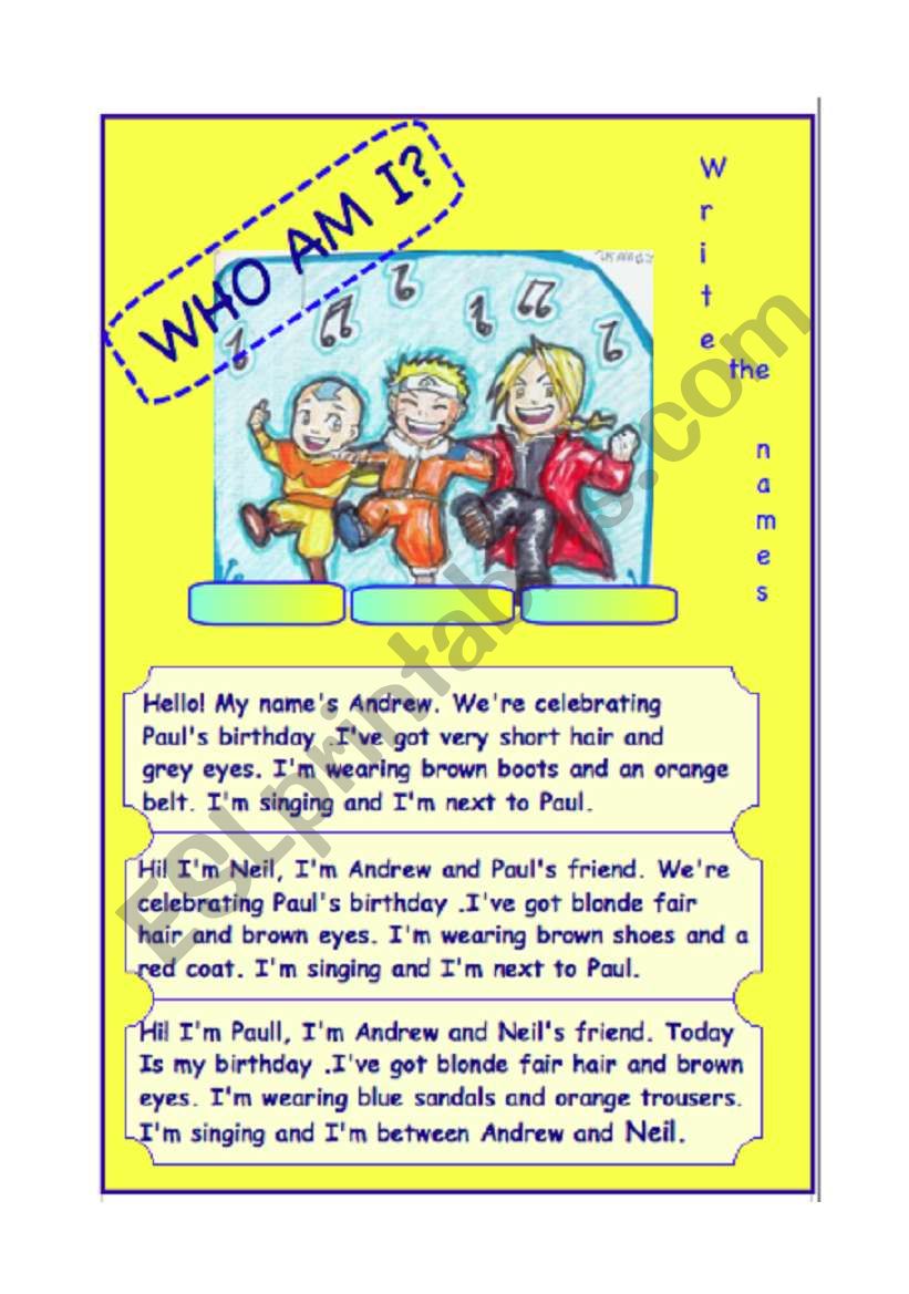 WHO AM I? worksheet