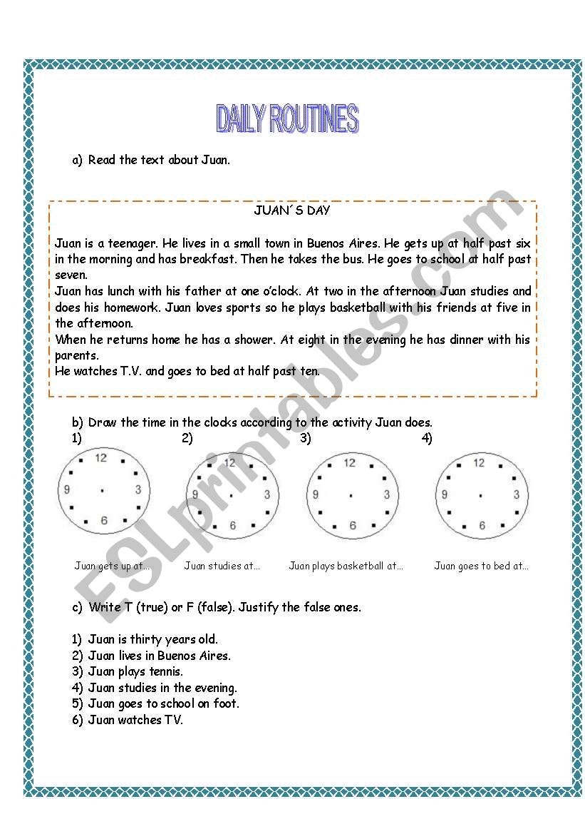 DAILY ROUTINES worksheet