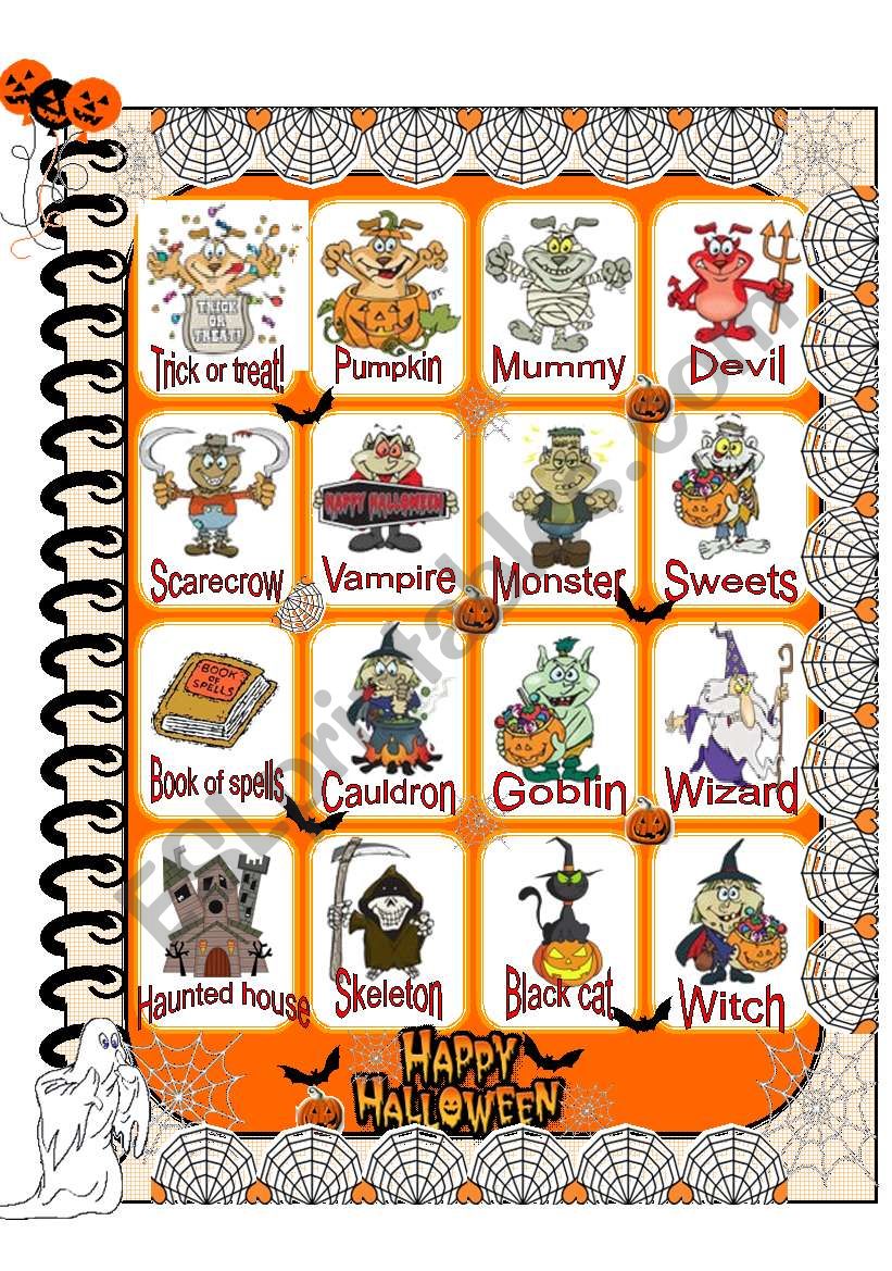 Halloween pictionary worksheet