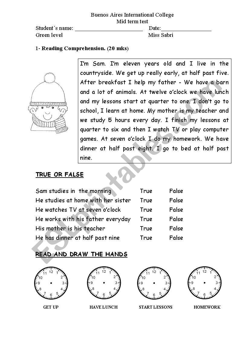 Practice test worksheet