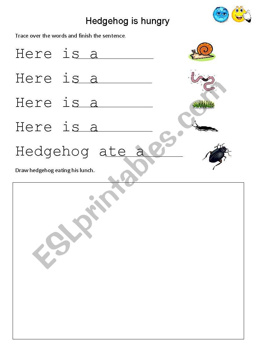 Hedgehog is hungry worksheet