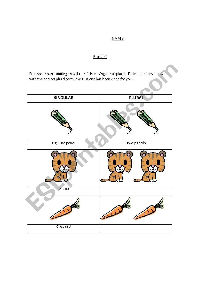 Plurals (Rules + exceptions + worksheet) 