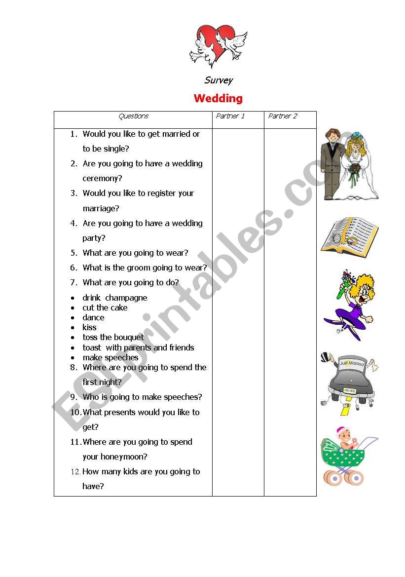 Wedding (survey) worksheet