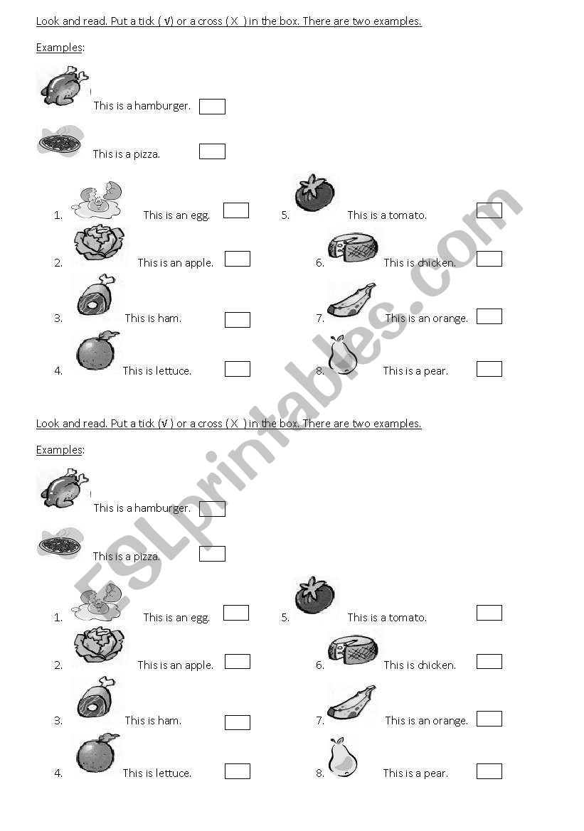 Food worksheet