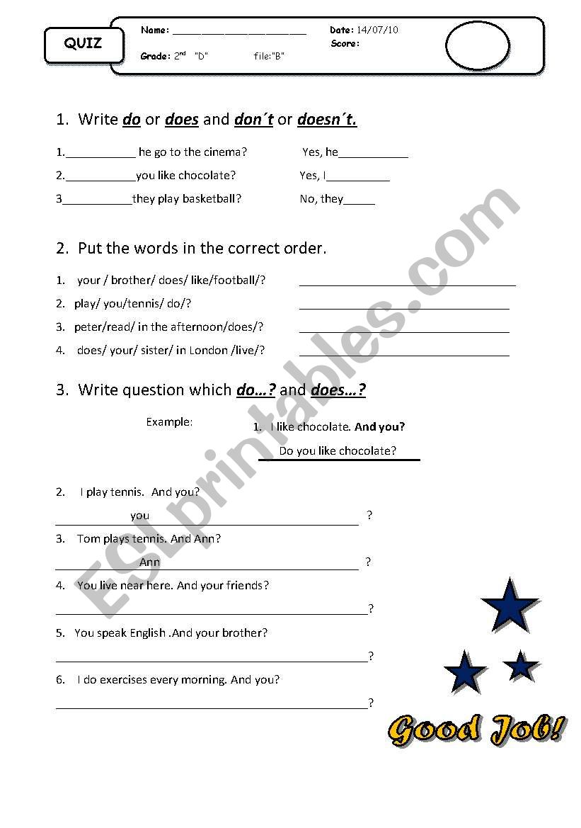 present simple - questions worksheet