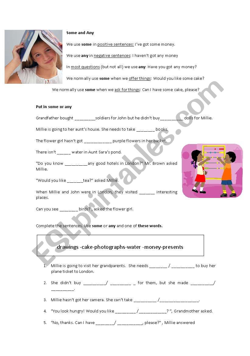 some and any worksheet