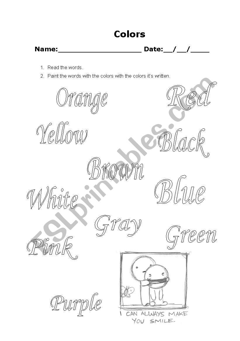 Colours worksheet