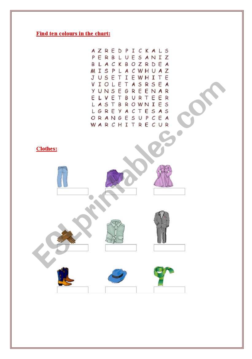 colours and clothes worksheet