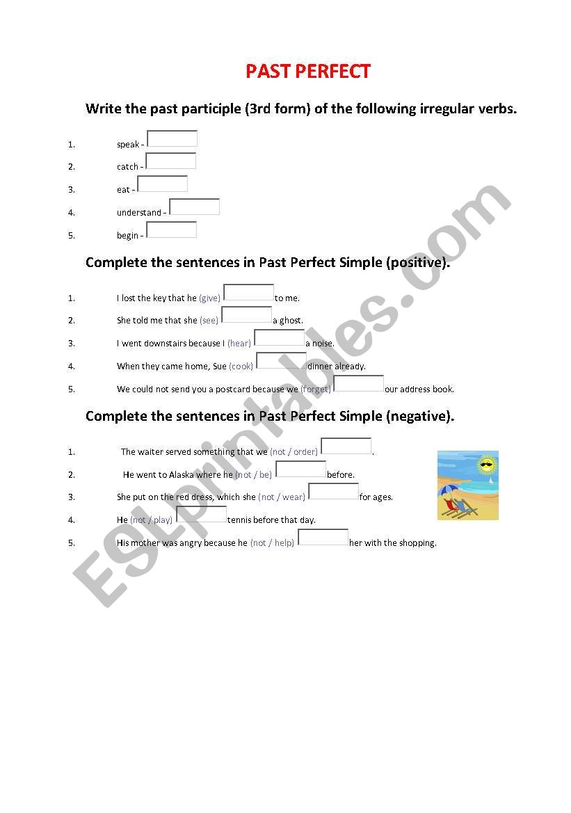 The Past Perfect Form worksheet