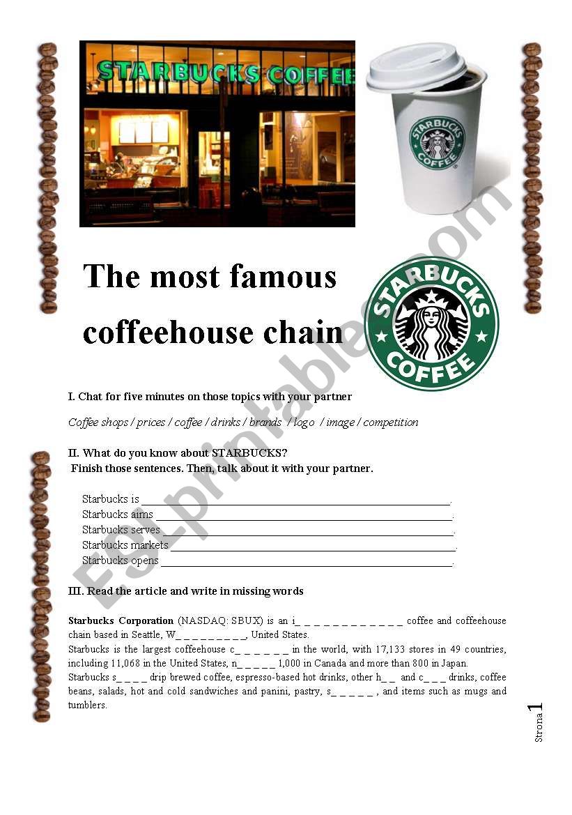 STARBUCKS text-based activity (fully editable, answer key included)