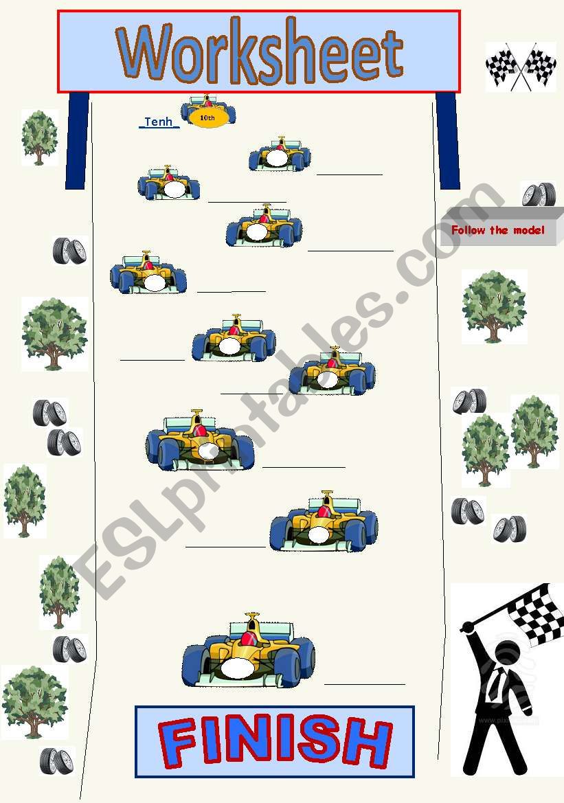 Racing cars. worksheet