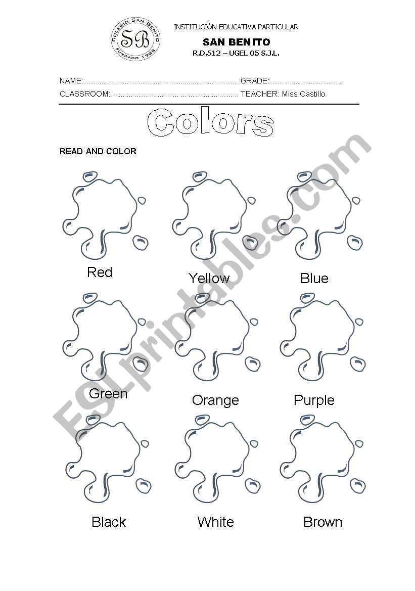 Colors worksheet