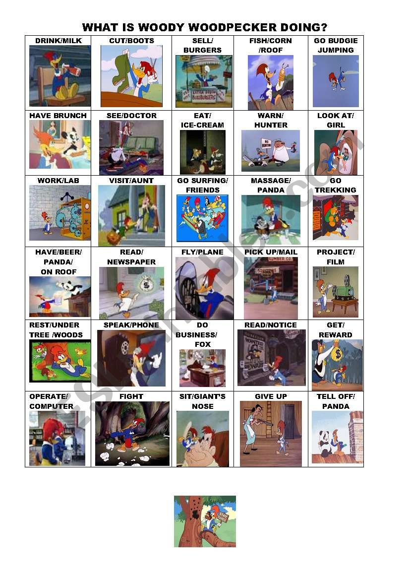 CARTOONS/PRESENT CONTINUOUS worksheet