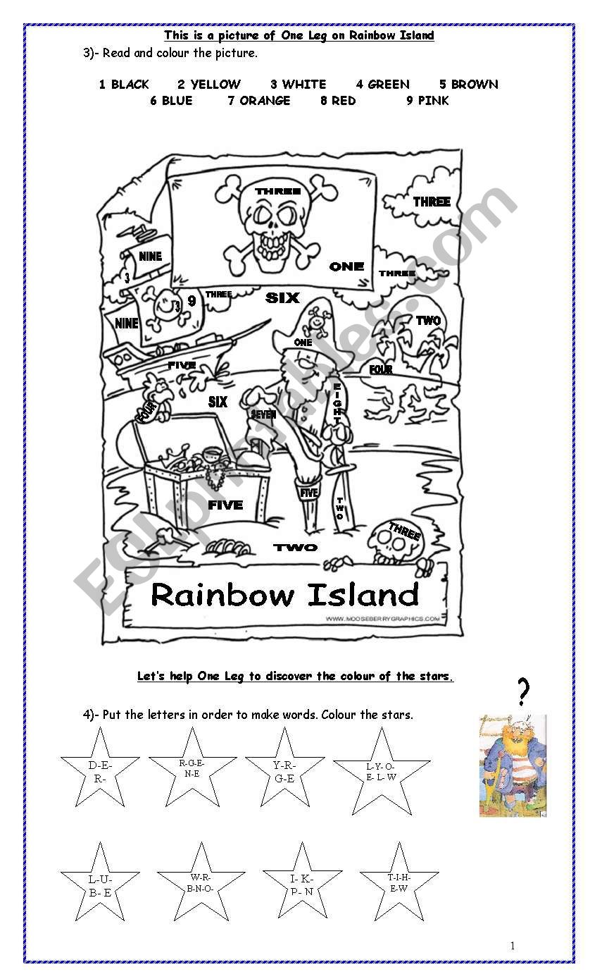 One Leg on Rainbow Island worksheet