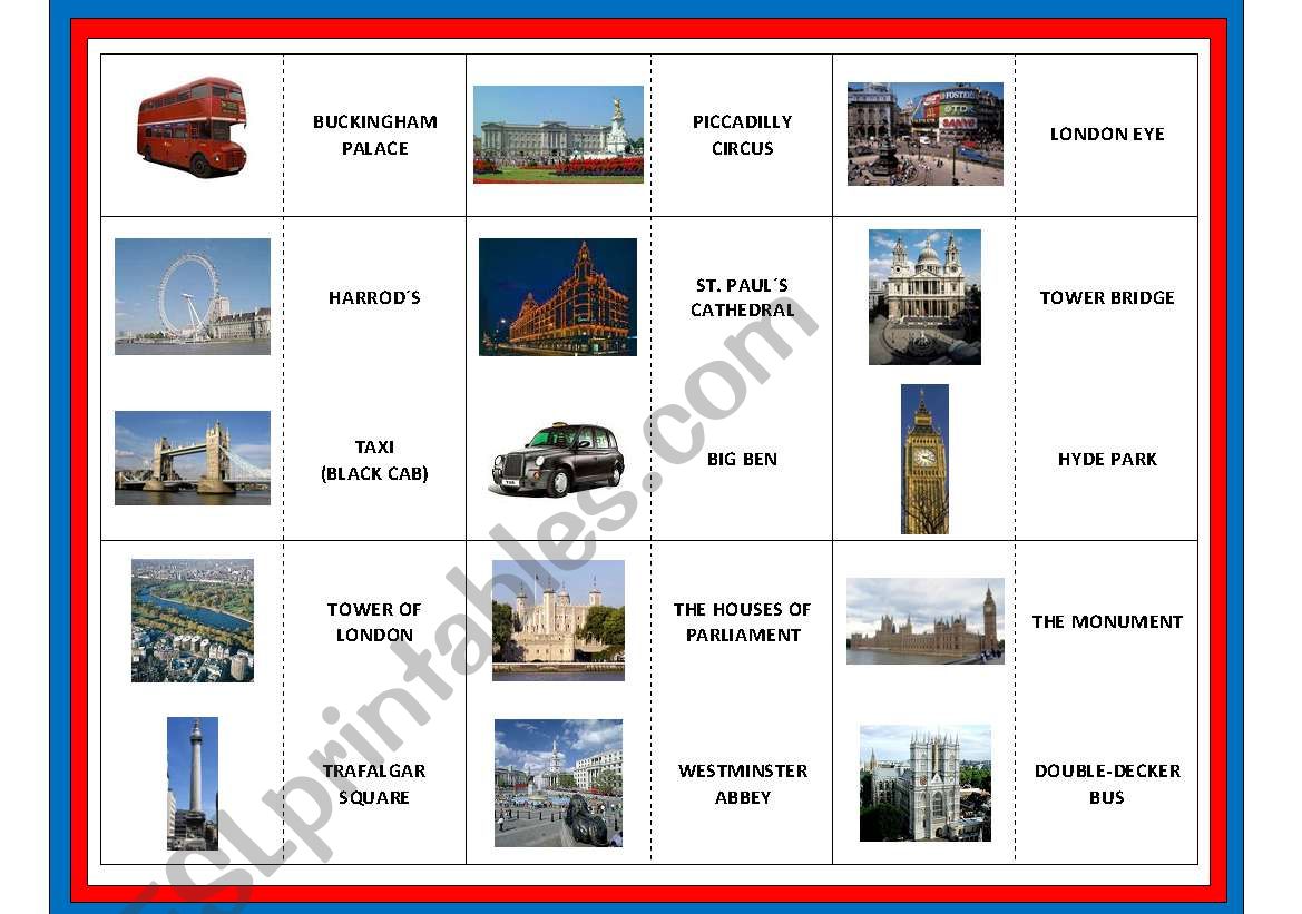 LONDON DOMINO 1 - simple version: pictures and names