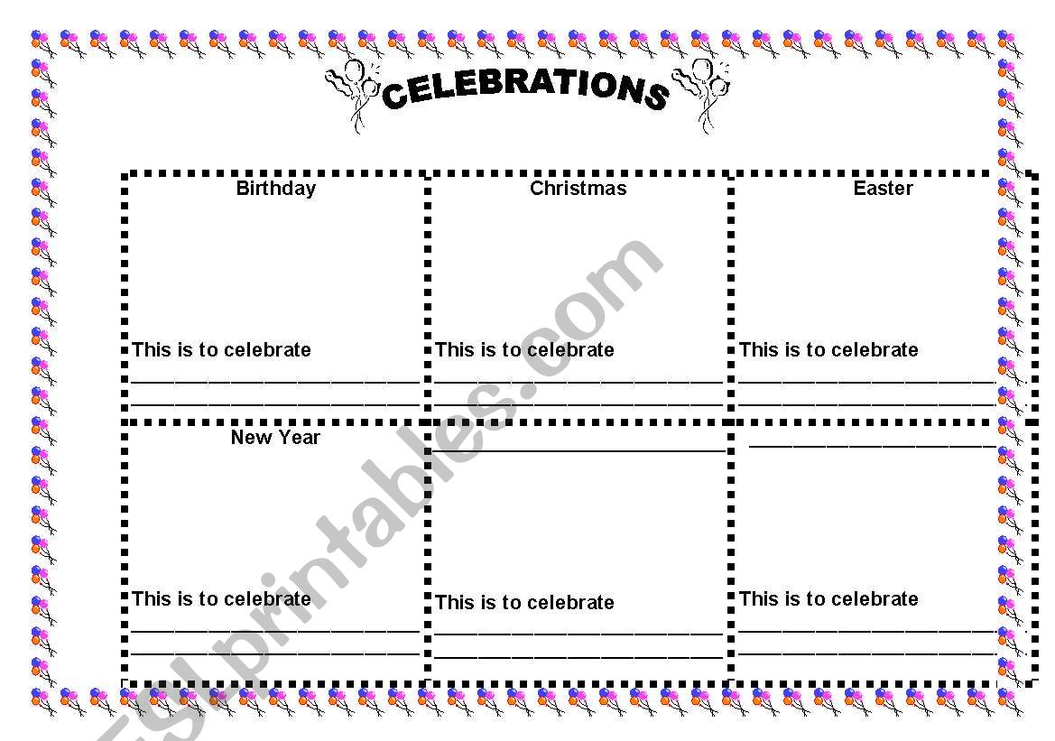 Celebrations worksheet