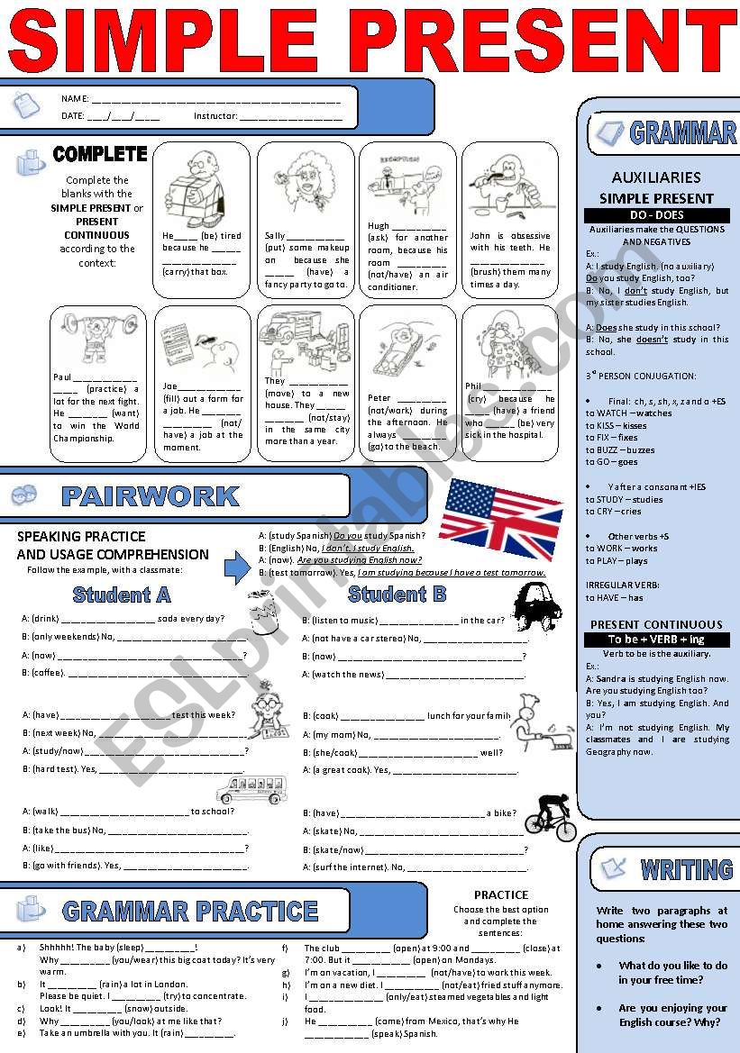 PRESENT |simple and continuous| *Guide and Practice* | 