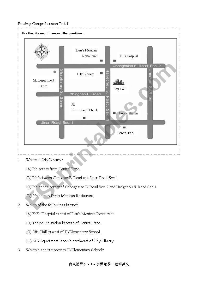 Map Reading Comprehension Test