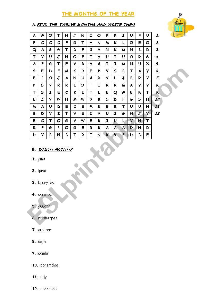 MONTHS OF THE YEAR worksheet