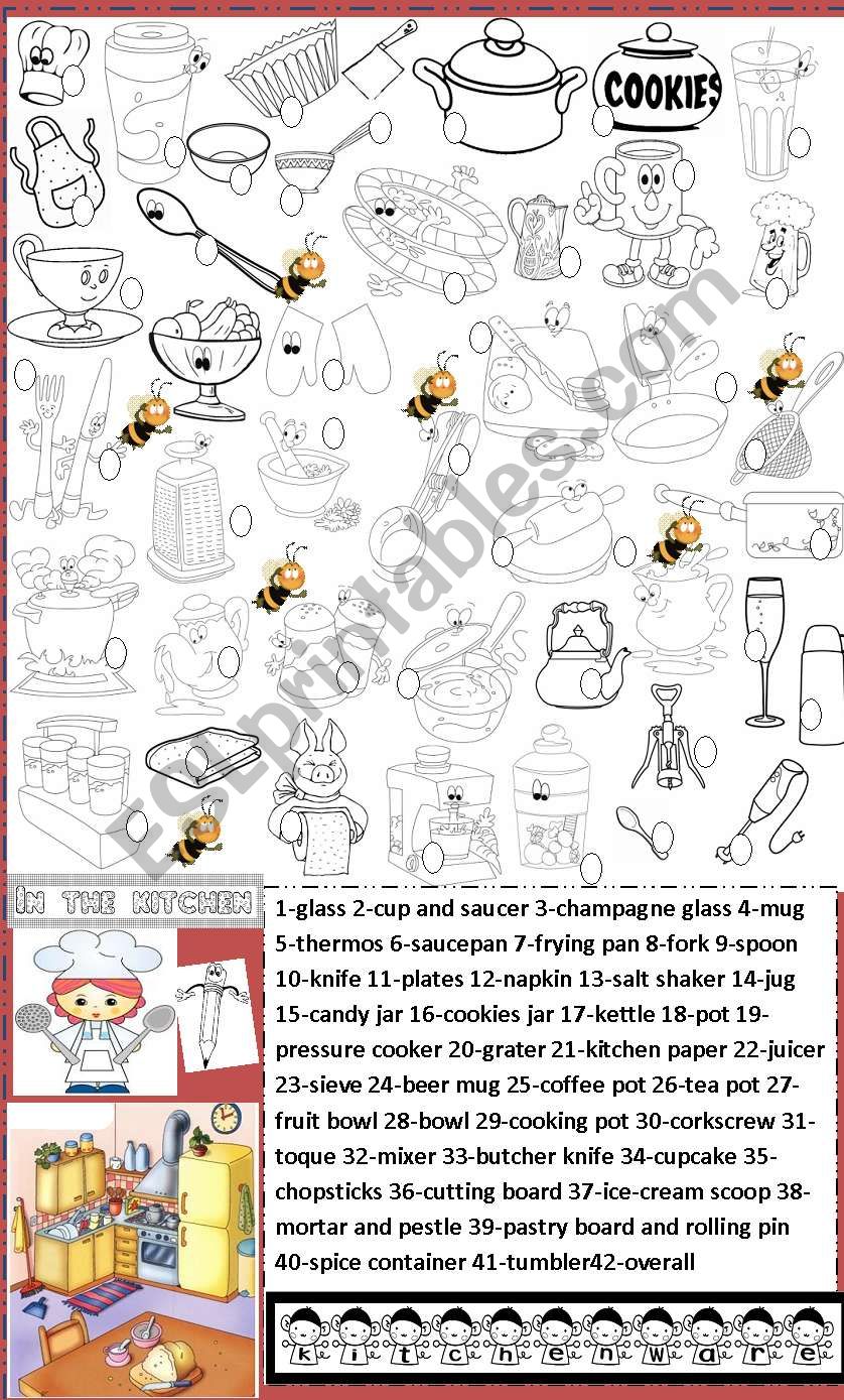 kitchen objects worksheet