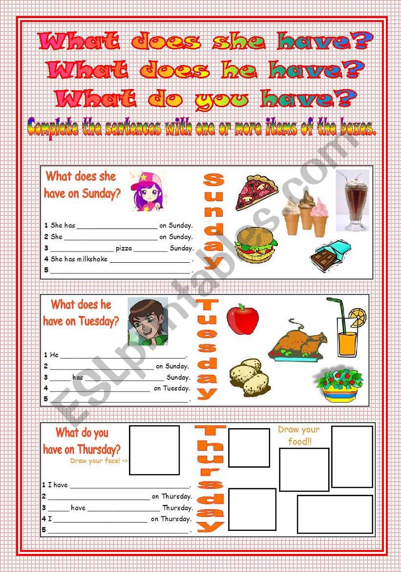 Eating Habits worksheet