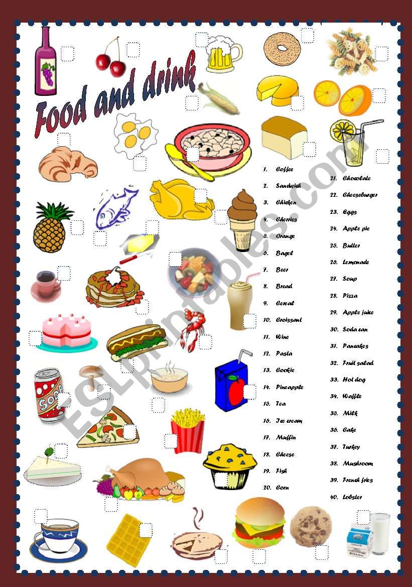 Food &drink(editable) worksheet