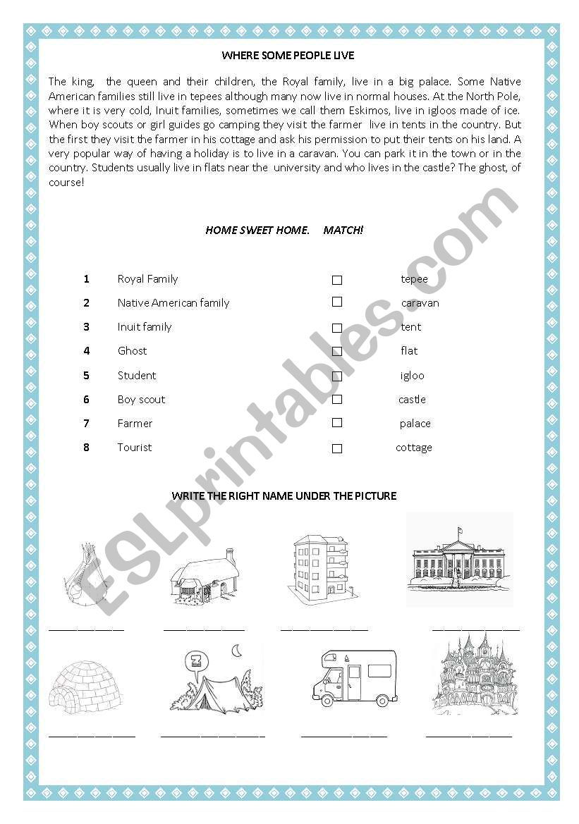 WHERE SOME PEOPLE LIVE worksheet