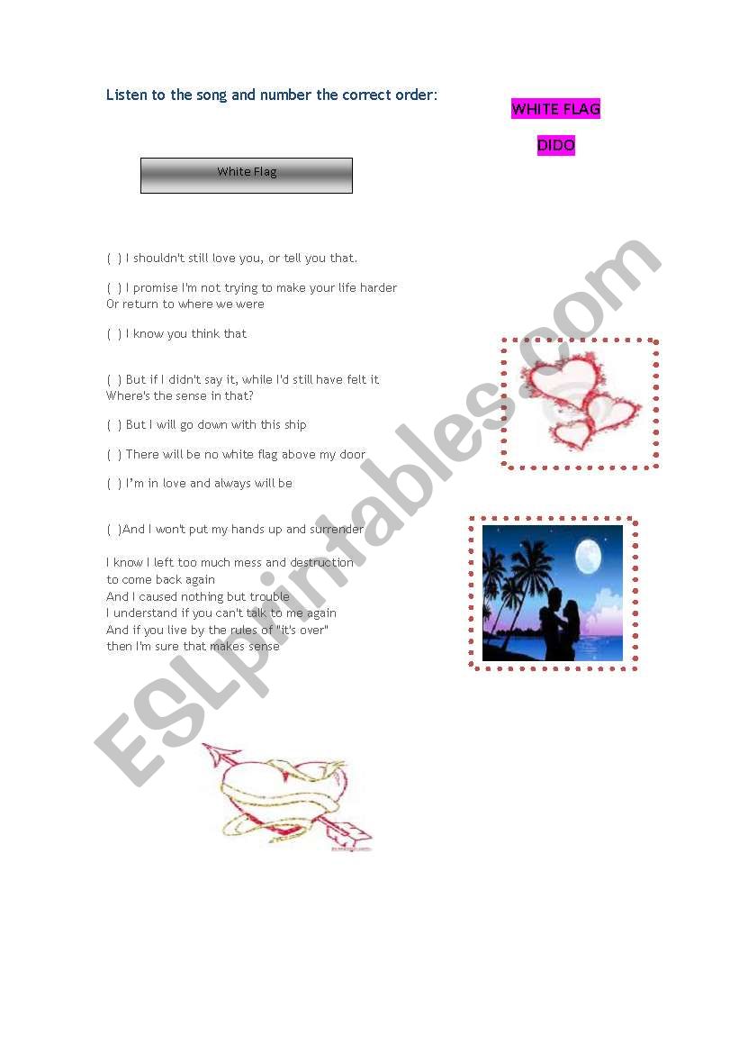 White Flag - Dido worksheet