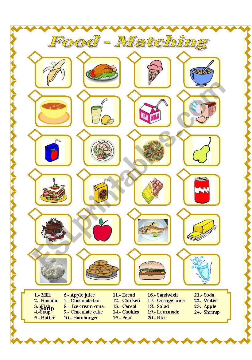 Food - Matching Activity worksheet