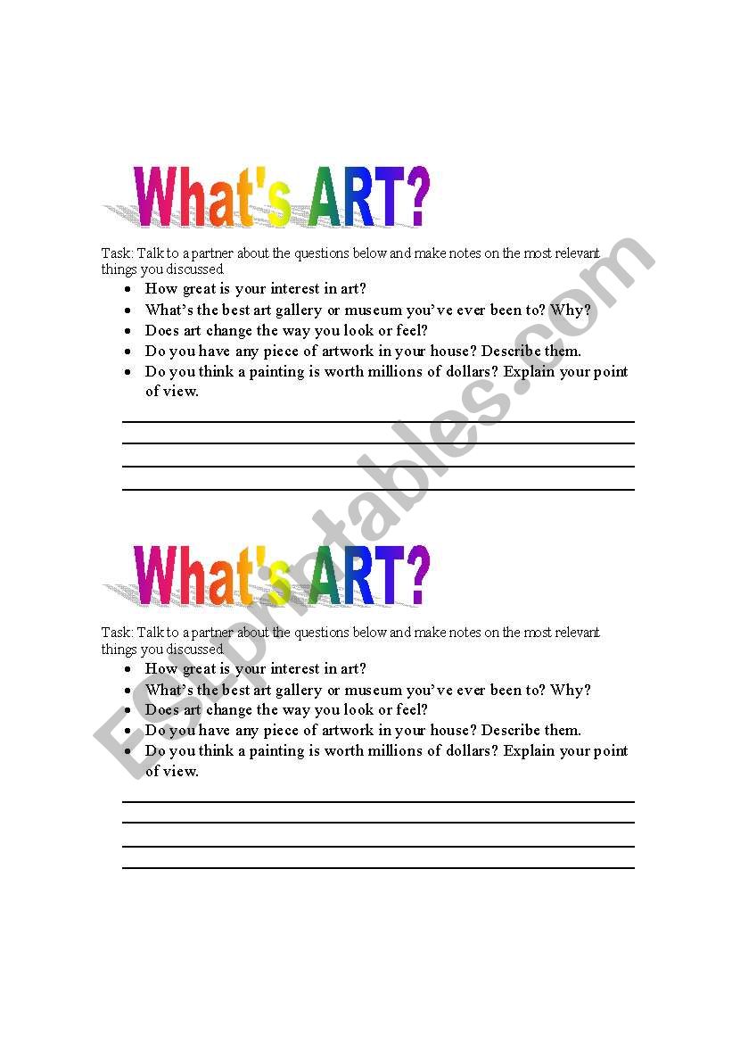 Art Discussion worksheet