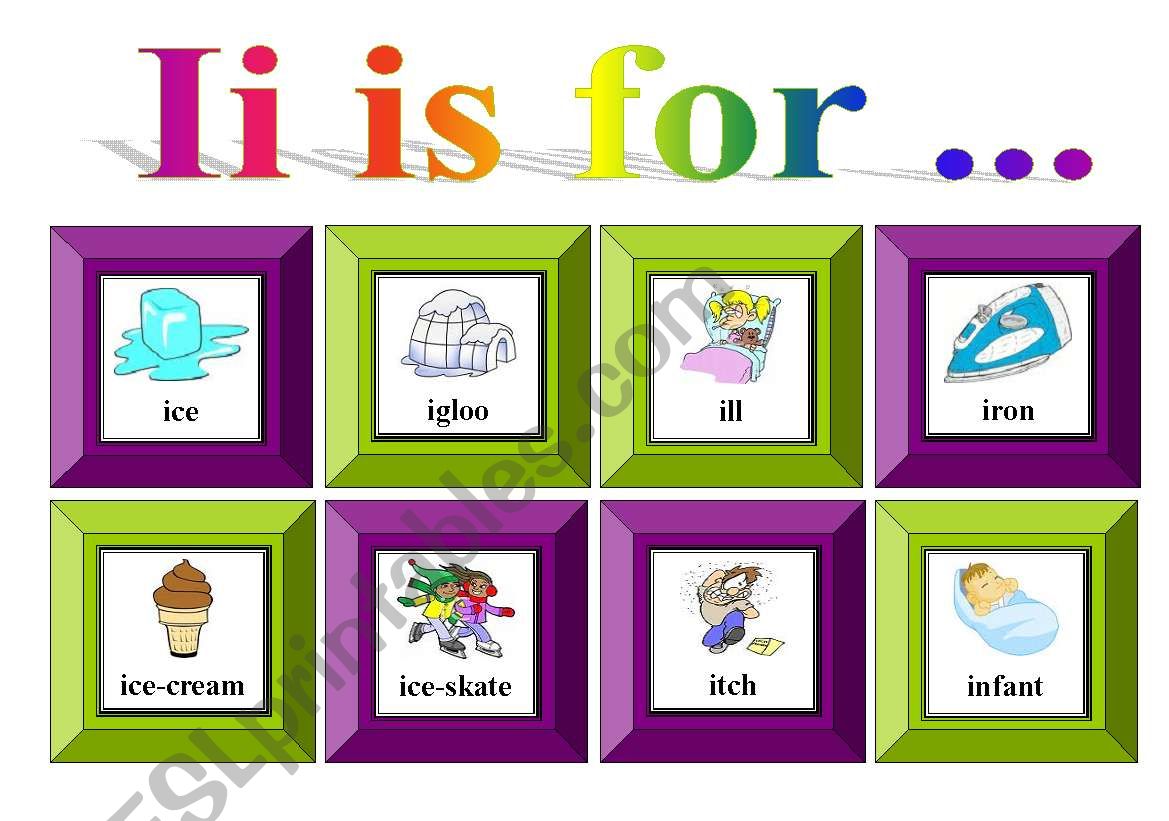 Ii is for...with exercise and flash cards for memory games (3pages)