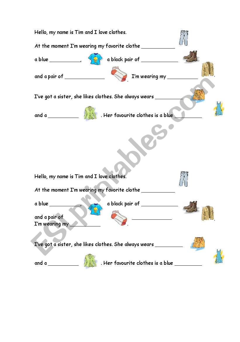 clothes worksheet