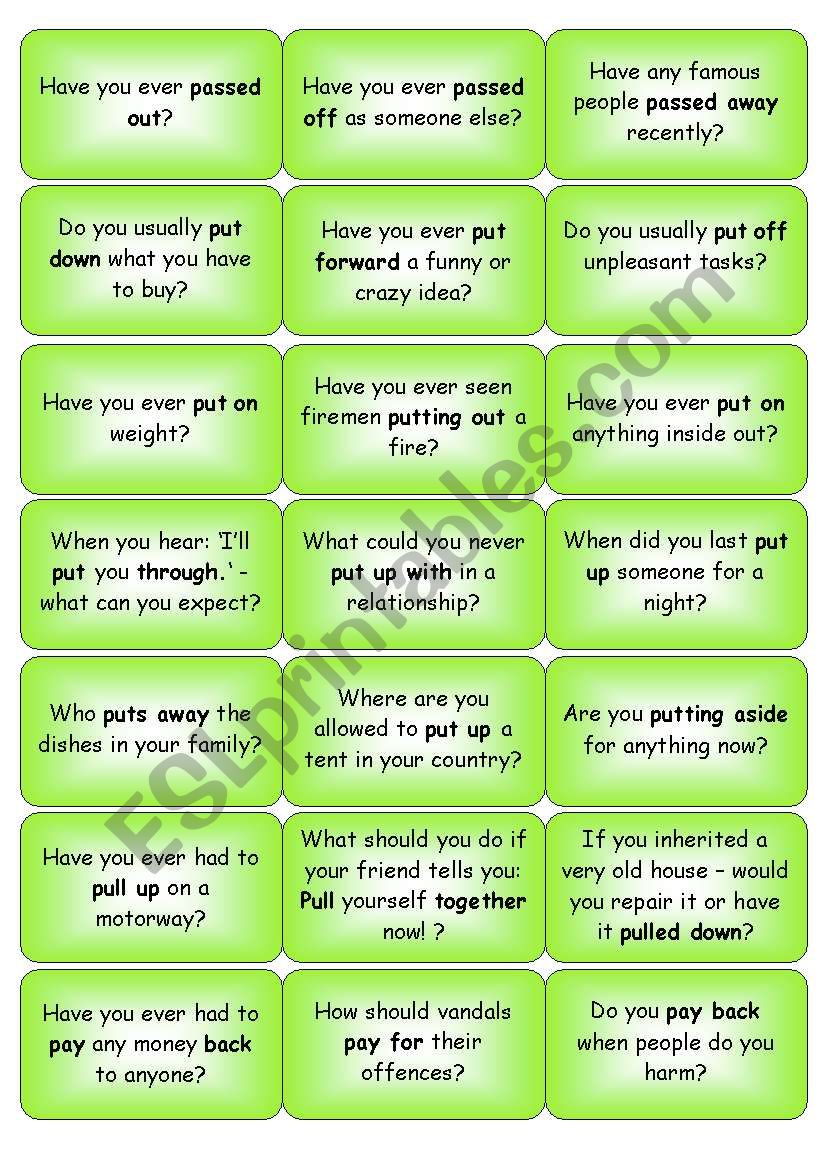 Phrasal Verbs Conversation Cards