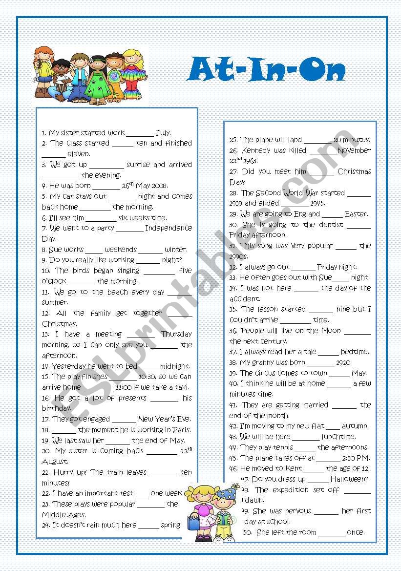 At-in-on worksheet