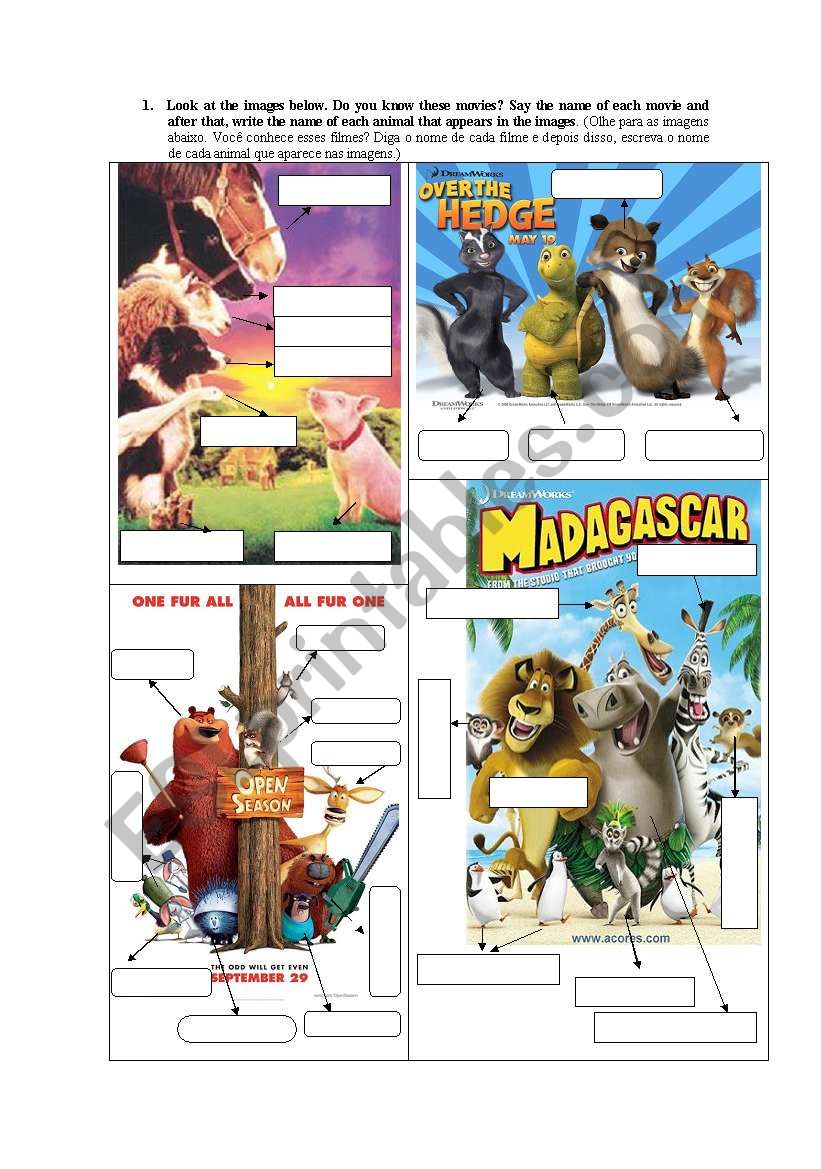 Animals worksheet